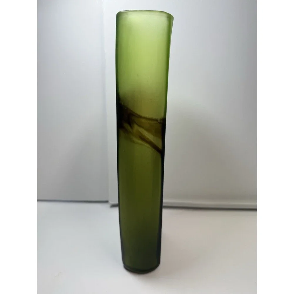 Casa Christina Green Frosted Brown Marble Glass Vase